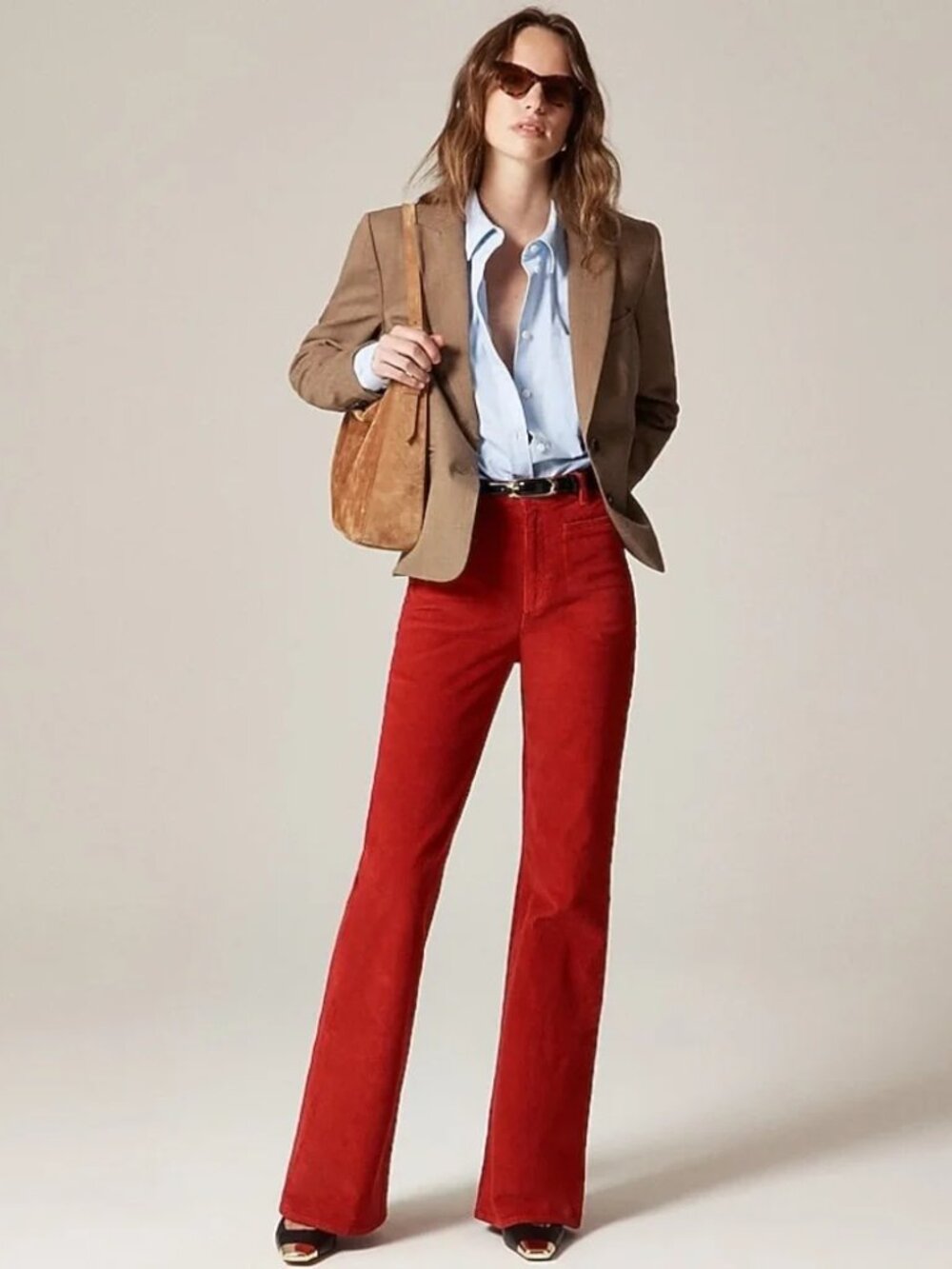 J. Crew Tall Vintage Flare Pant in Corduroy Red 29T